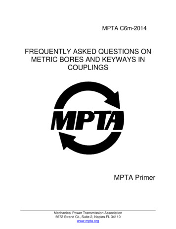 FREQUENTLY ASKED QUESTIONS ON METRIC BORES AND 