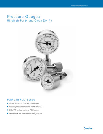 Pressure Gauges, Ultrahigh-Purity And Clean Dry Air, PGU .