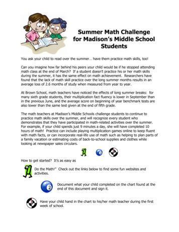 Summer Math Activities - Madison Public Schools