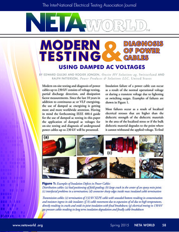 MODERN DIAGNOSIS TESTING OF POWER CABLES