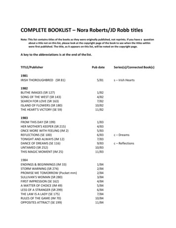 COMPLETE BOOKLIST Nora Roberts/JD Robb Titles