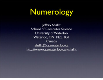Numerology - University Of Waterloo