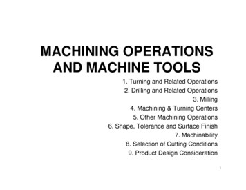 MACHINING OPERATIONS AND MACHINE TOOLS