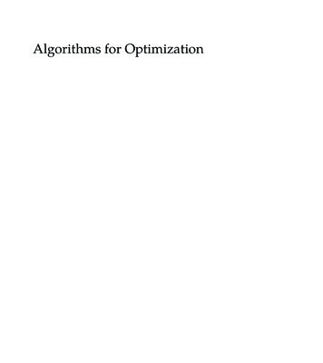 Algorithms For Optimization