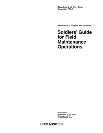 Maintenance Of Supplies And Equipment Soldiers’ Guide For .