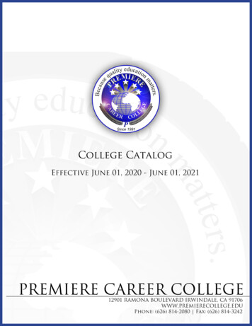 PREMIERE CAREER COLLEGE 2020-2021 CATALOG 1