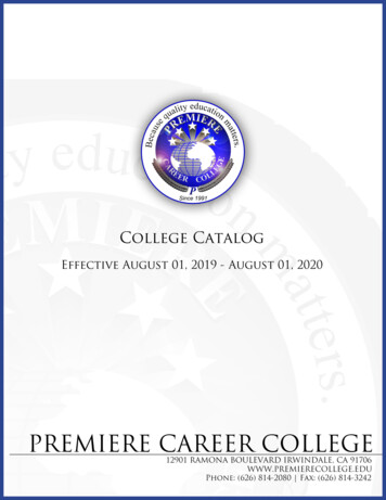 PREMIERE CAREER COLLEGE 2019-2020 CATALOG 1