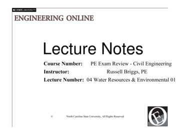 Course Number: PE Exam Review - Civil Engineering Water .
