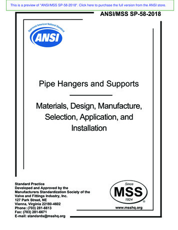 Pipe Hangers And Supports Materials, Design, Manufacture .