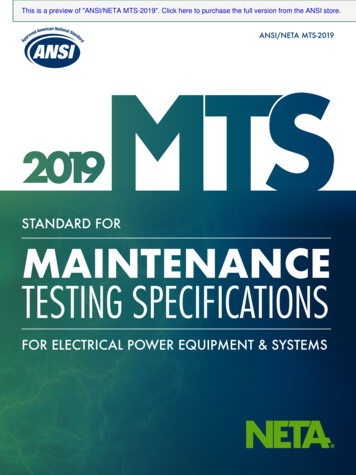 STANDARD FOR MAINTENANCE TESTING SPECIFICATIONS