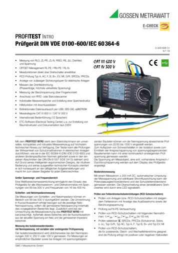 PROFITEST INTRO Prüfgerät DIN VDE 0100-600/IEC 60364-6