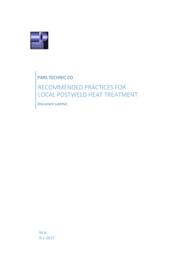 RECOMMENDED PRACTICES FOR LOCAL POSTWELD HEAT 