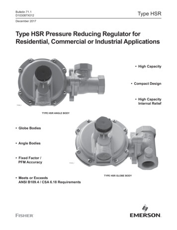 Product Bulletin: HSR Pressure Reducing Regulator For .