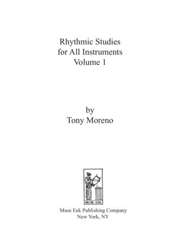 Rhythmic Studies For All Instruments Volume 1 By Tony Moreno