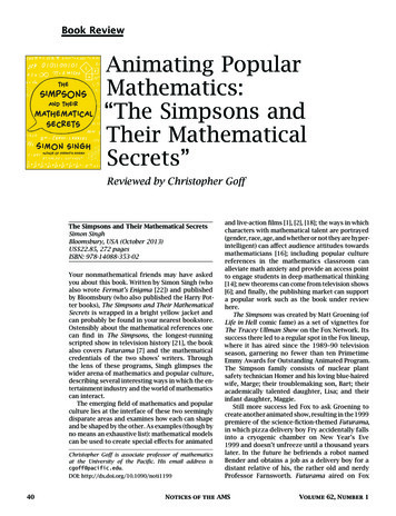 Animating Popular Mathematics: “The Simpsons And Their .
