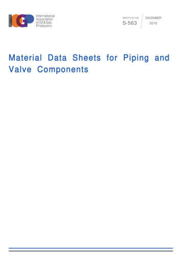 Material Data Sheets For Piping And Valve Components