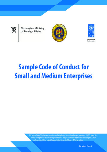 Sample Code Of Conduct For Small And Medium Enterprises
