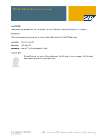 SAP MII Administration Handbook