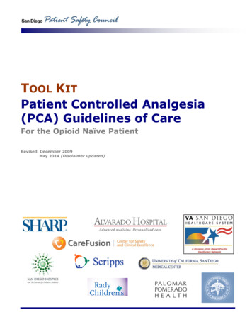 Patient Controlled Analgesia (PCA) Guidelines Of Care