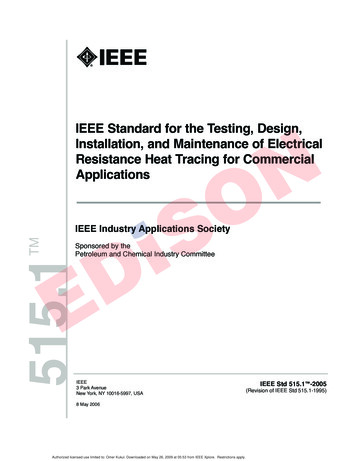 IEEE Standard For The Testing, Design, Installation, And .