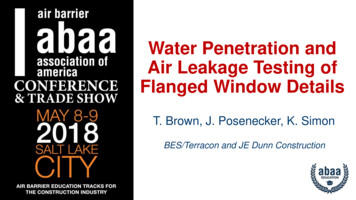 Water Penetration And Air Leakage Testing Of Flanged .