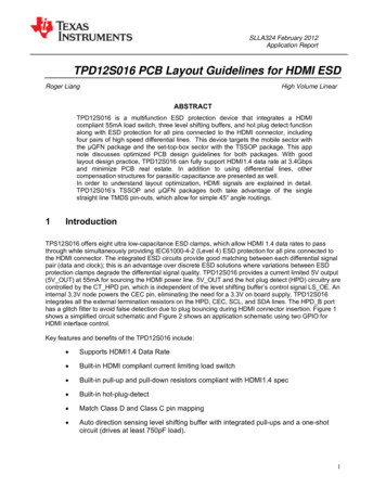 TPD12S016 PCB Layout Guidelines For HDMI ESD Protection