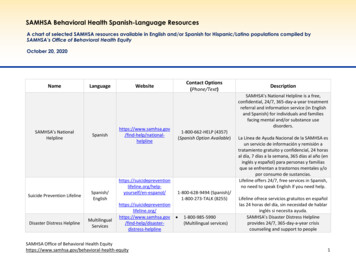 SAMHSA Behavioral Health Spanish-Language Resources