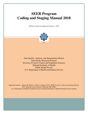 SEER Program Coding And Staging Manual 2018
