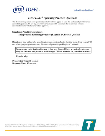 TOEFL IBT Speaking Practice Questions - ETS Home