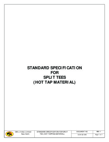 STANDARD SPECIFICATION FOR SPLIT TEES (HOT TAP MATERIAL)