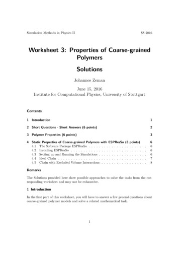 Worksheet 3: Properties Of Coarse-grained Polymers Solutions
