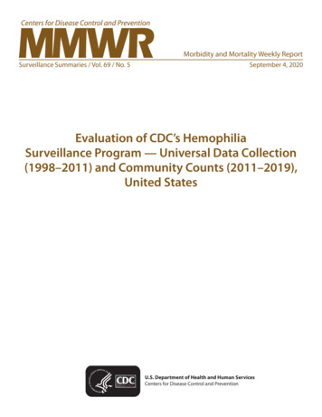 MMWR - Evaluation Of CDC’s Hemophilia Surveillance 