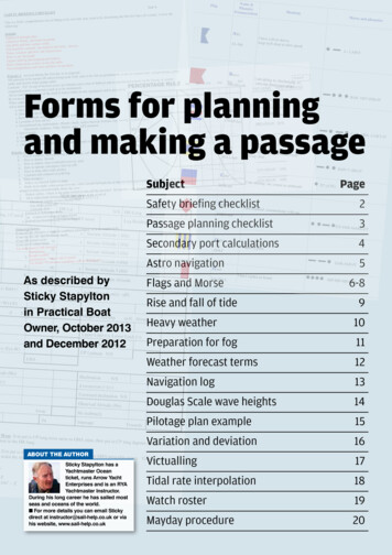 . 1 1 1 1 & 02 3 * Forms For Planning And Making A Passage