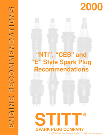 Engine Recommendation Manual - Stitt Spark Plug