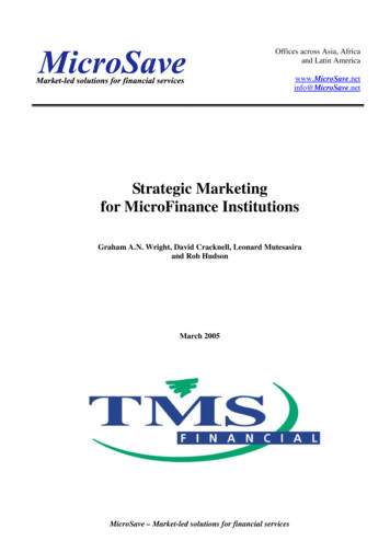 Strategic Marketing For MicroFinance Institutions