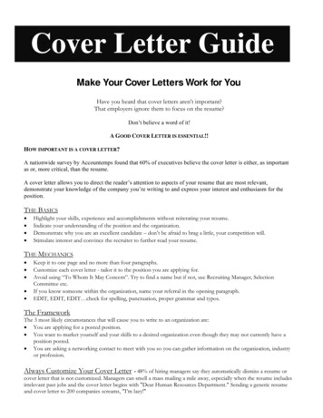 THE COVER LETTER - University Of Manitoba