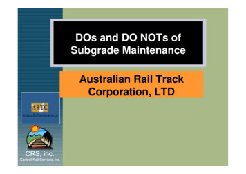 DOs And DO NOTs Of Subgrade Maintenance Australian Rail .