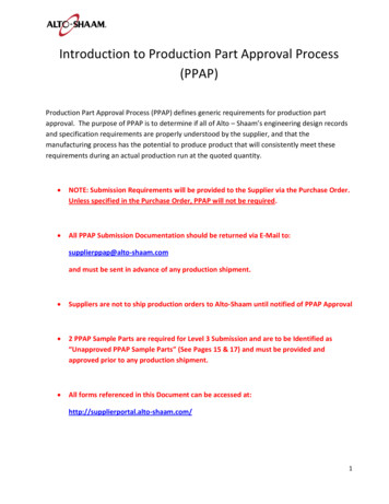 Introduction To Production Part Approval Process (PPAP)