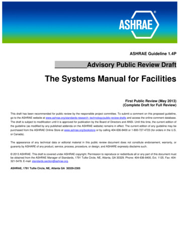 The Systems Manual For Facilities