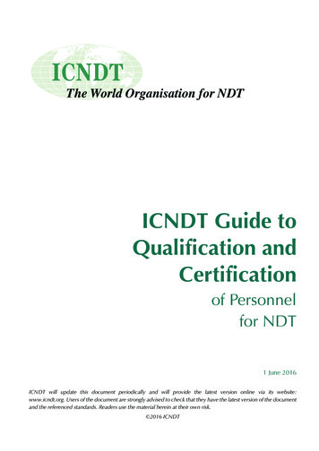 ICNDT Guide To Qualification And Certification