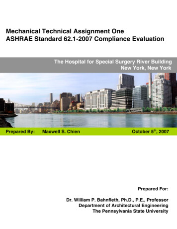 Mechanical Technical Assignment One ASHRAE Standard 62.1 .