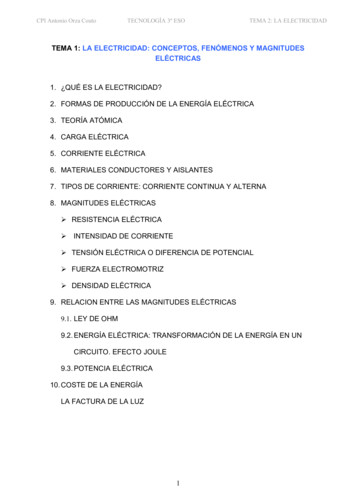 LA ELECTRICIDAD: CONCEPTOS, FENÓMENOS Y MAGNITUDES 