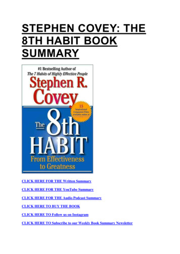 STEPHEN COVEY: THE 8TH HABIT BOOK SUMMARY