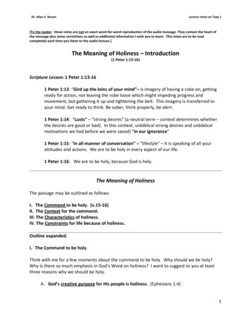 The Meaning Of Holiness – Introduction
