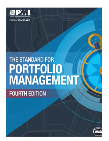 PORTFOLIO The Standard For Portfolio Management MANAGEMENT