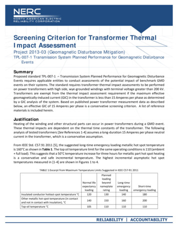 Screening Criterion For Transformer Thermal Impact Assessment