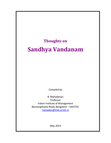 Thoughts On Sandhya Vandanam - PERIYAVAA MANDALI