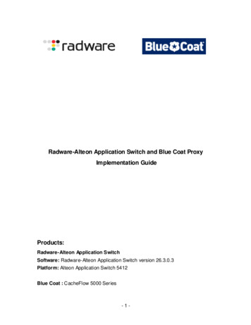 Radware-Alteon Application Switch And Blue Coat Proxy .