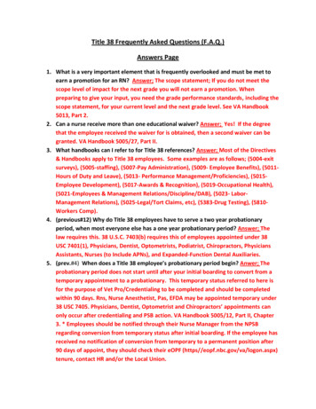 Title 38 Frequently Asked Questions (F.A.Q.) Answers Page