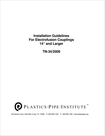 TN-34 Installation Guidelines For Electrofusion Couplings .